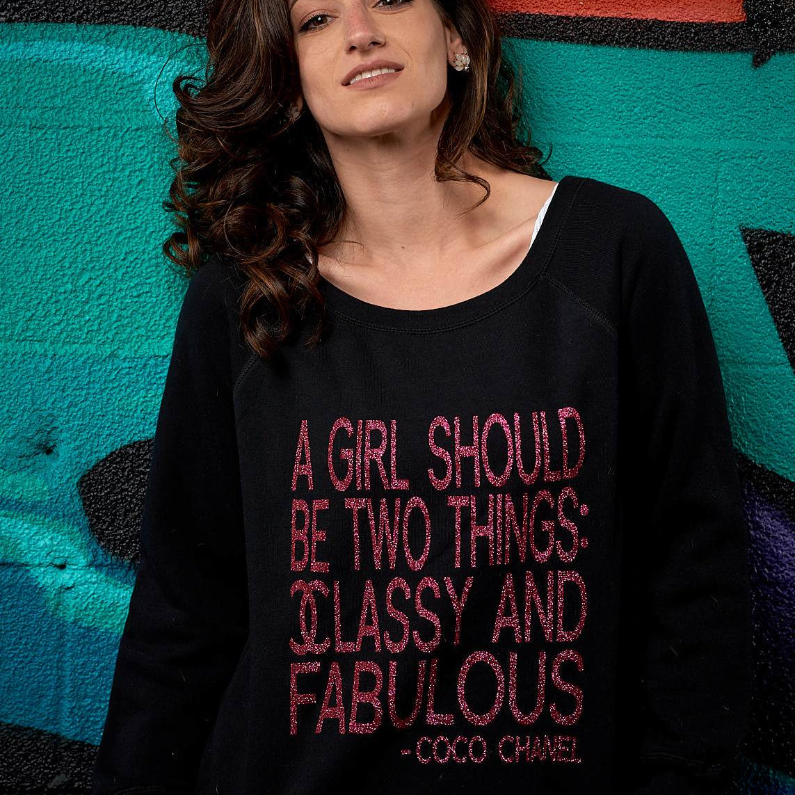 Classy & Fabulous Glitter Slouchy Sweatshirt - Simple Stature