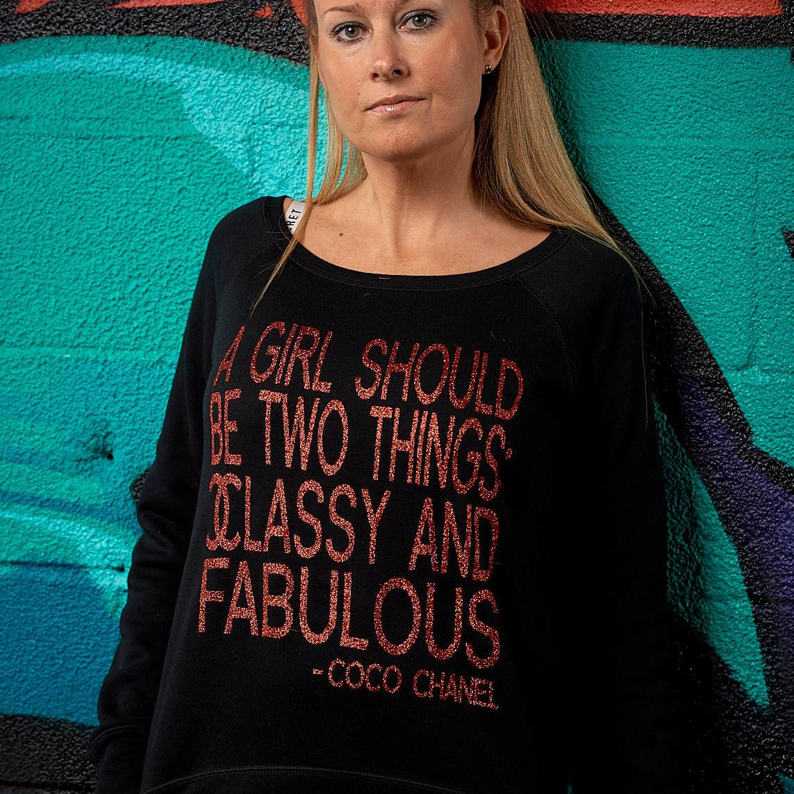 Classy & Fabulous Glitter Slouchy Sweatshirt - Simple Stature