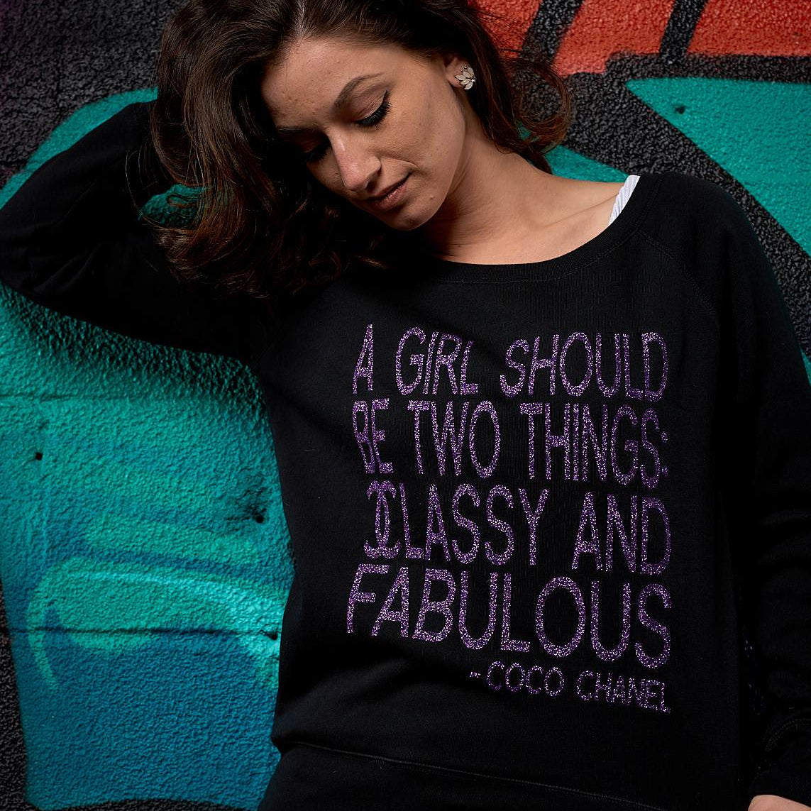 Classy & Fabulous Glitter Slouchy Sweatshirt - Simple Stature