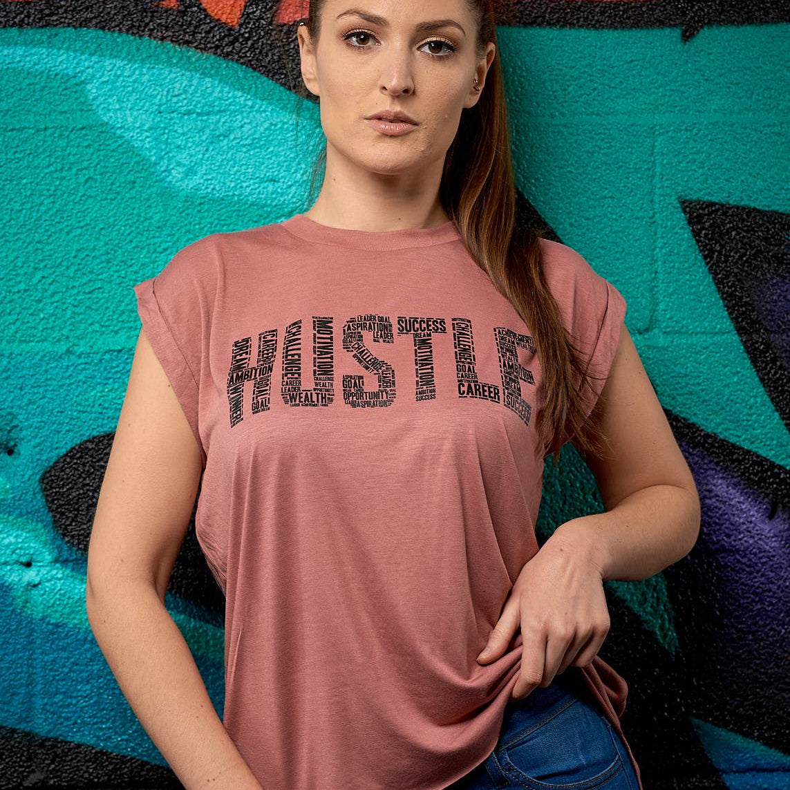 Hustle Rolled Cuff Tee - Simple Stature