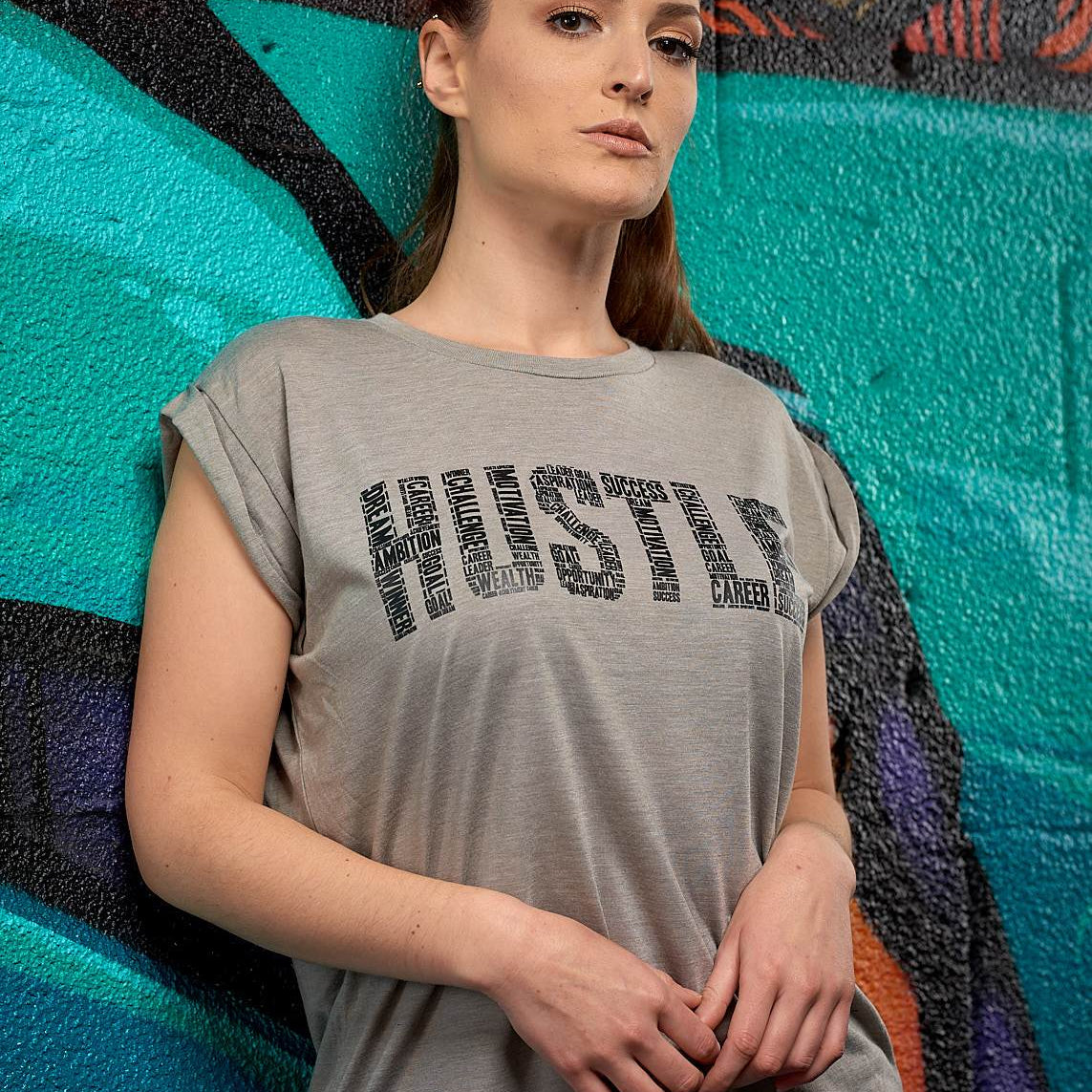 Hustle Rolled Cuff Tee - Simple Stature