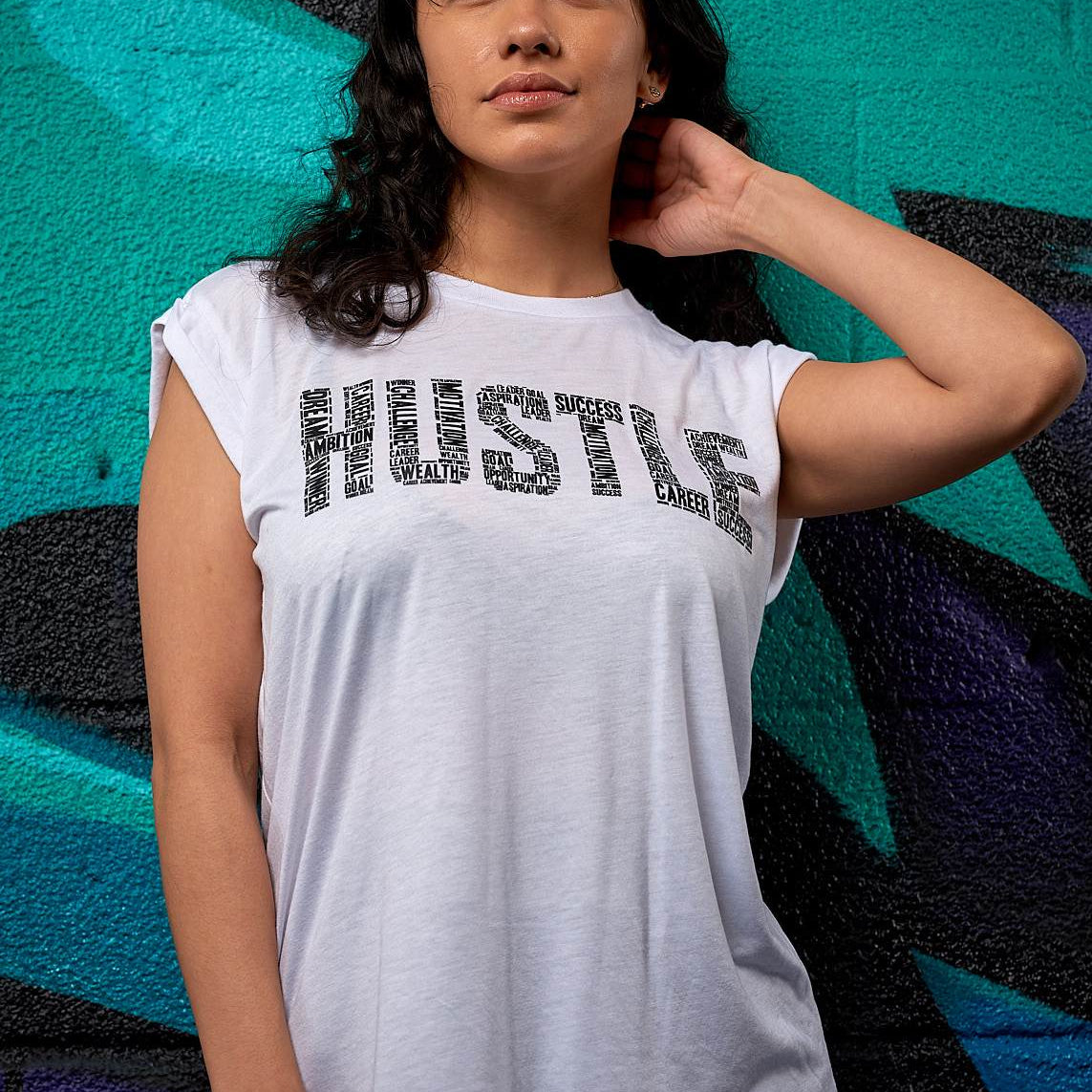 Hustle Rolled Cuff Tee - Simple Stature