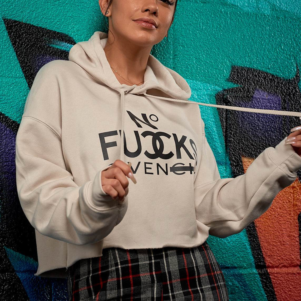 No Fucks Given Cropped Hoodie - Simple Stature