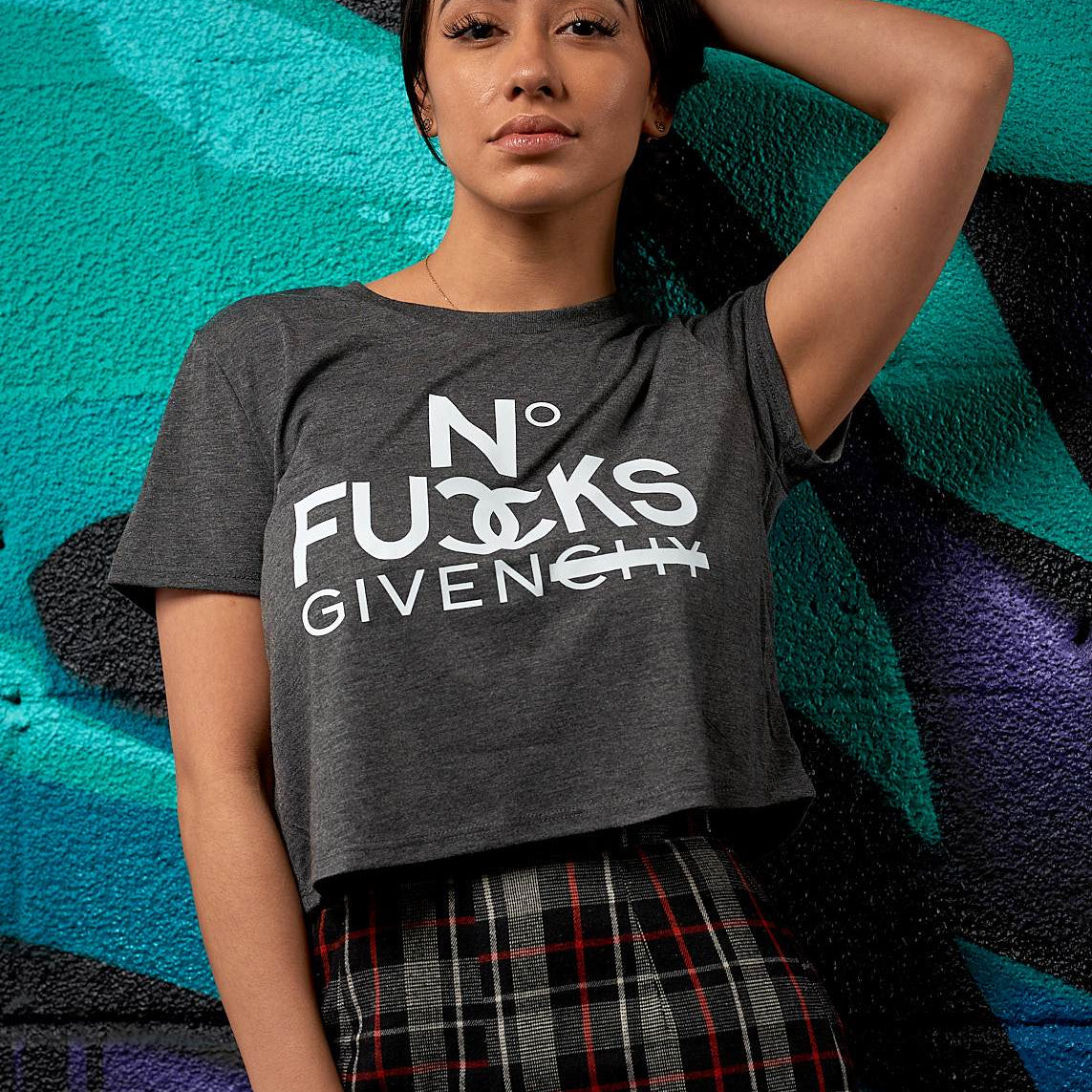 No Fucks Given Flowy Crop Tee - Simple Stature