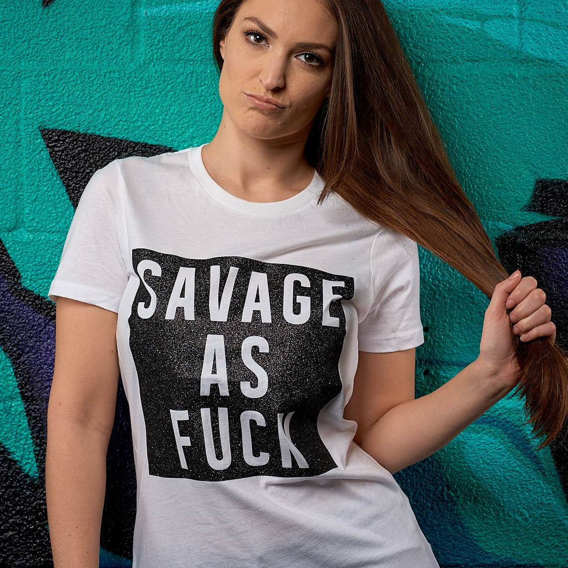 Savage as Fuck Glitter Tee - Simple Stature