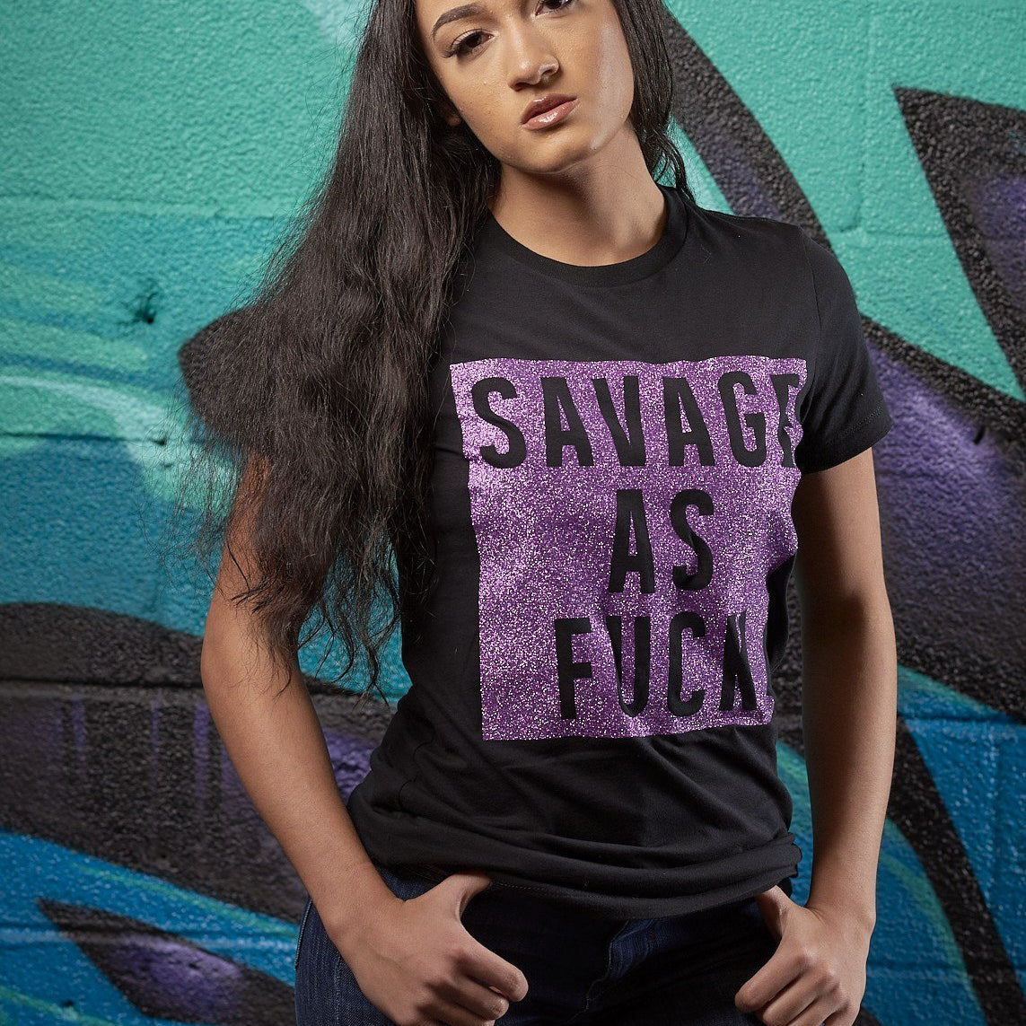 Savage as Fuck Glitter Tee - Simple Stature