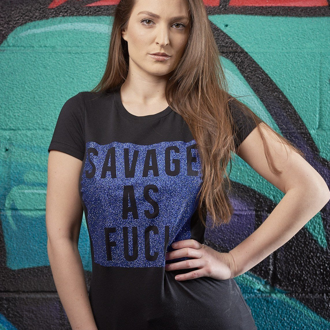 Savage as Fuck Glitter Tee - Simple Stature