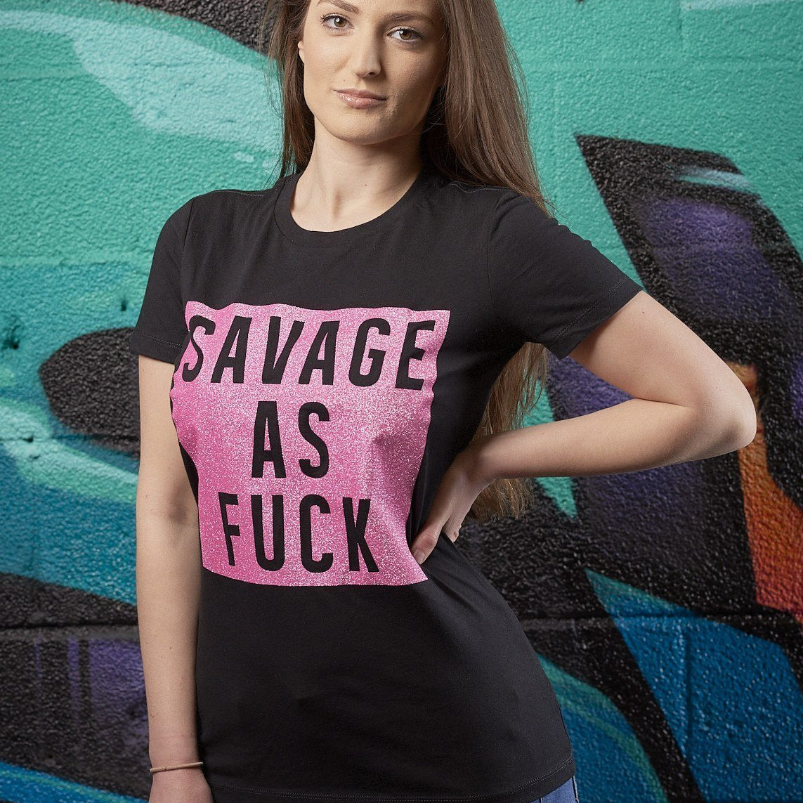 Savage as Fuck Glitter Tee - Simple Stature