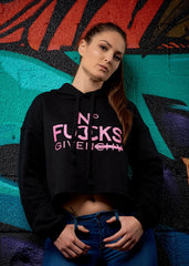 No Fucks Given Glitter Crop Hoodie - Simple Stature