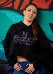 No Fucks Given Glitter Crop Hoodie - Simple Stature